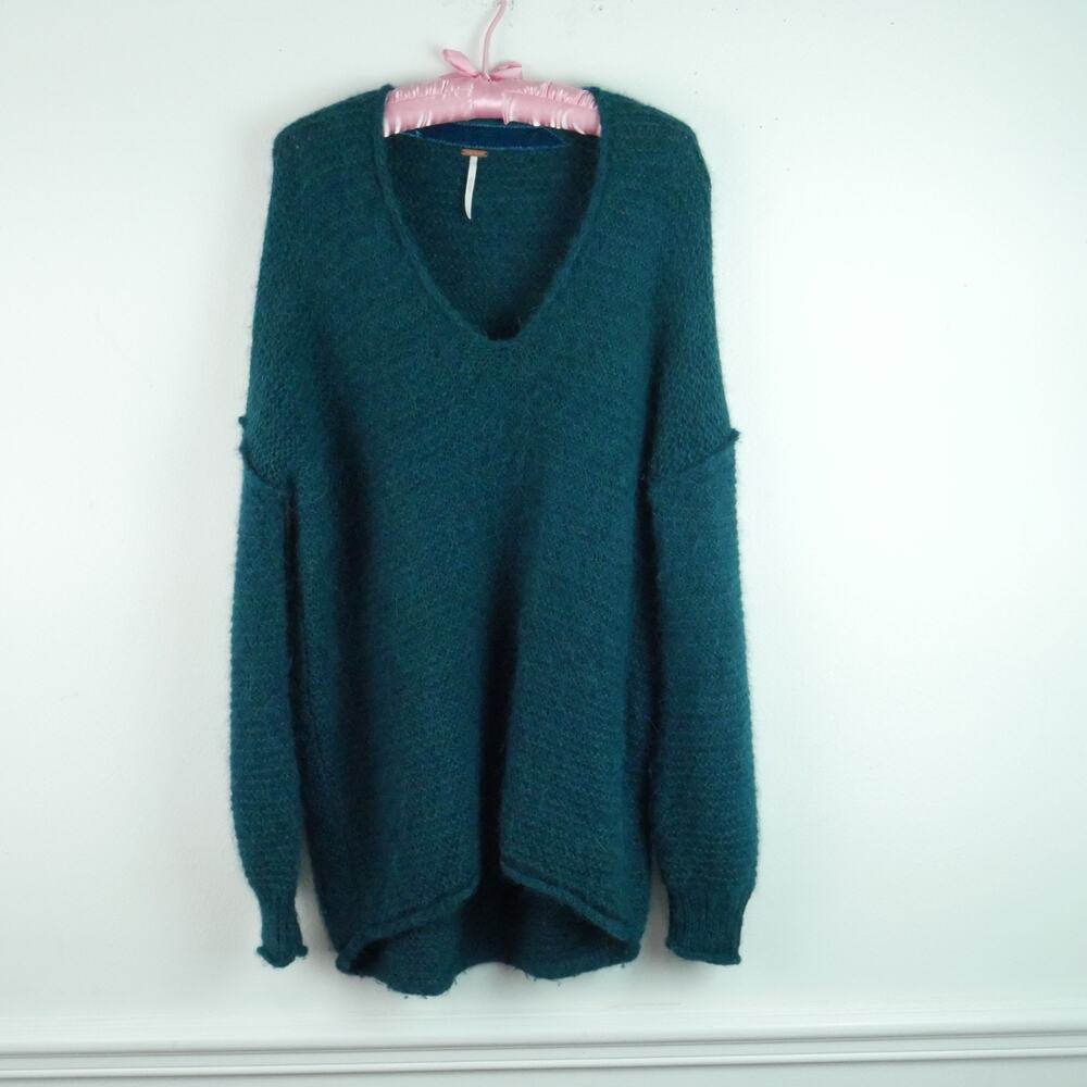Free People‎ XS Sweater Alpaca Blend Ribbed Fuzzy Grunge Oversized Cozy Boho